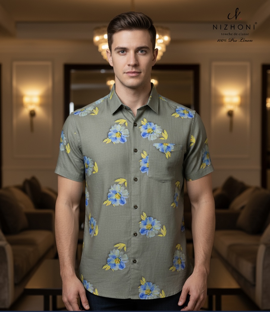 <p>GREY FLOWER PRINT SHIRT FULL SLEEVE SLIM FIT&nbsp;</p>
